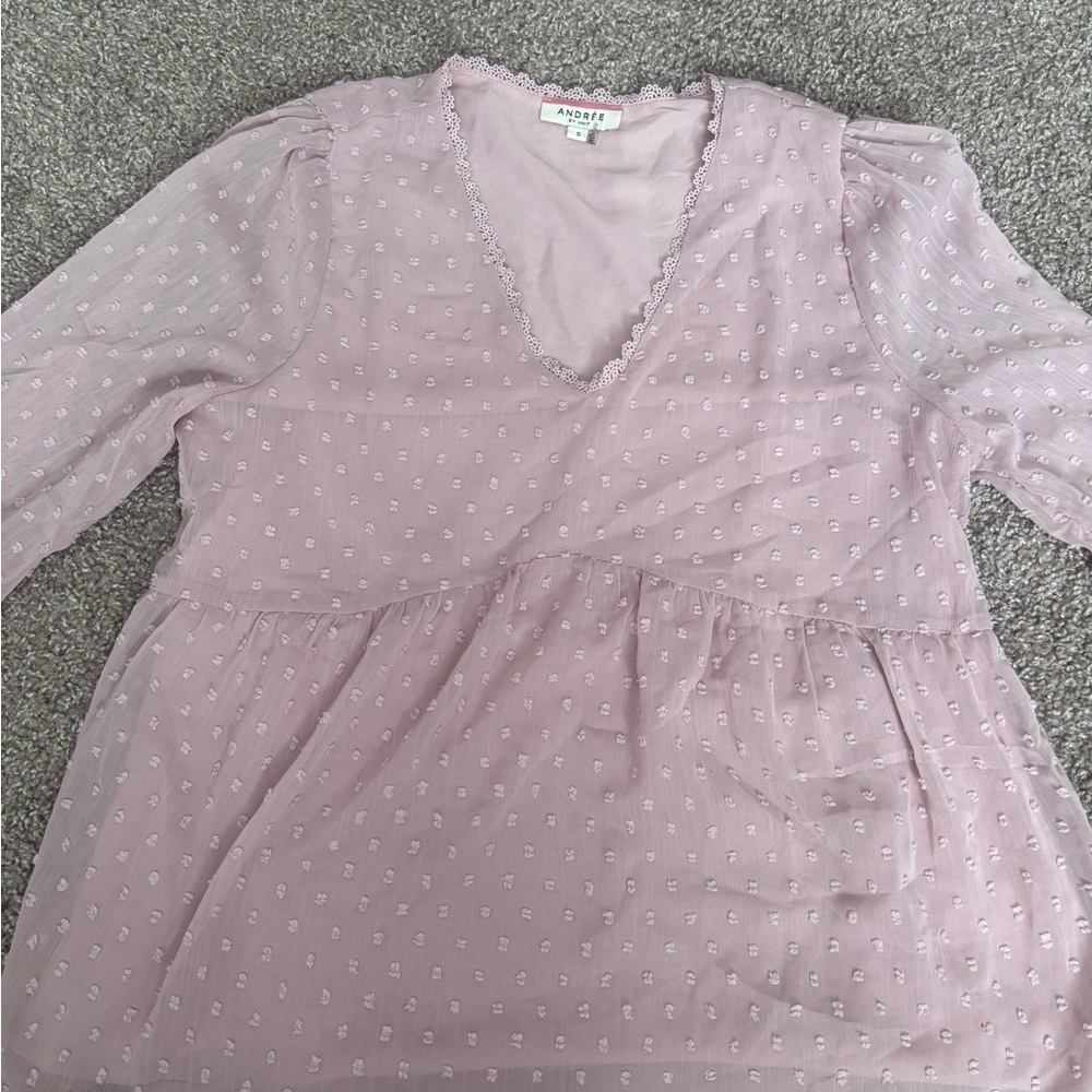 ANDREE BY UNIT Light Pink V-Neck Blouse